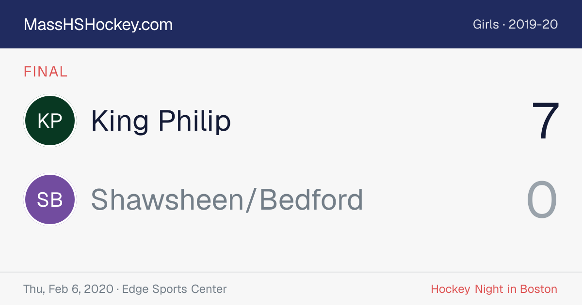 King Philip at Shawsheen/Bedford score card