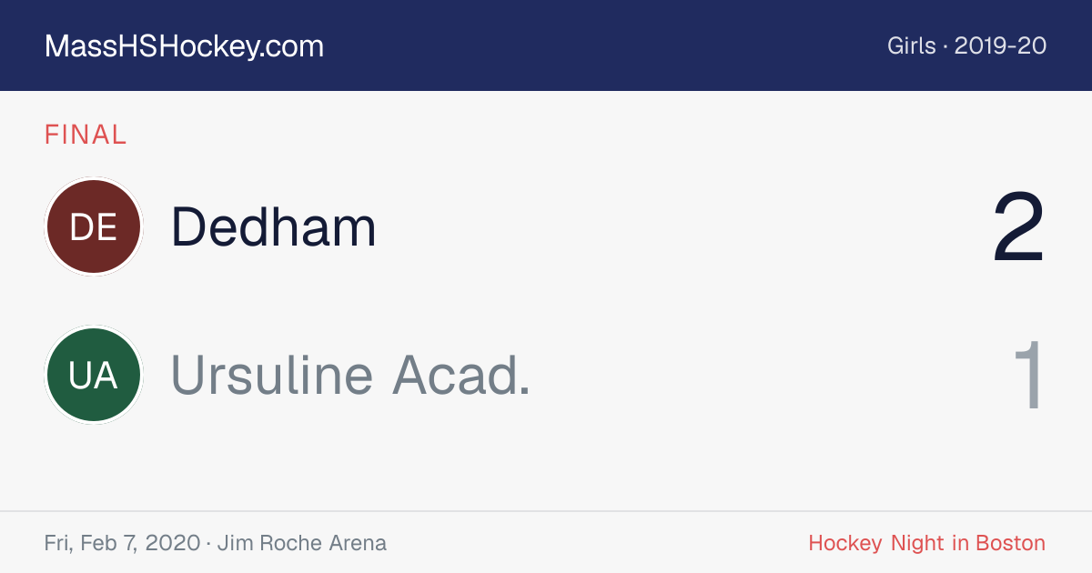 Dedham at Ursuline Acad. score card