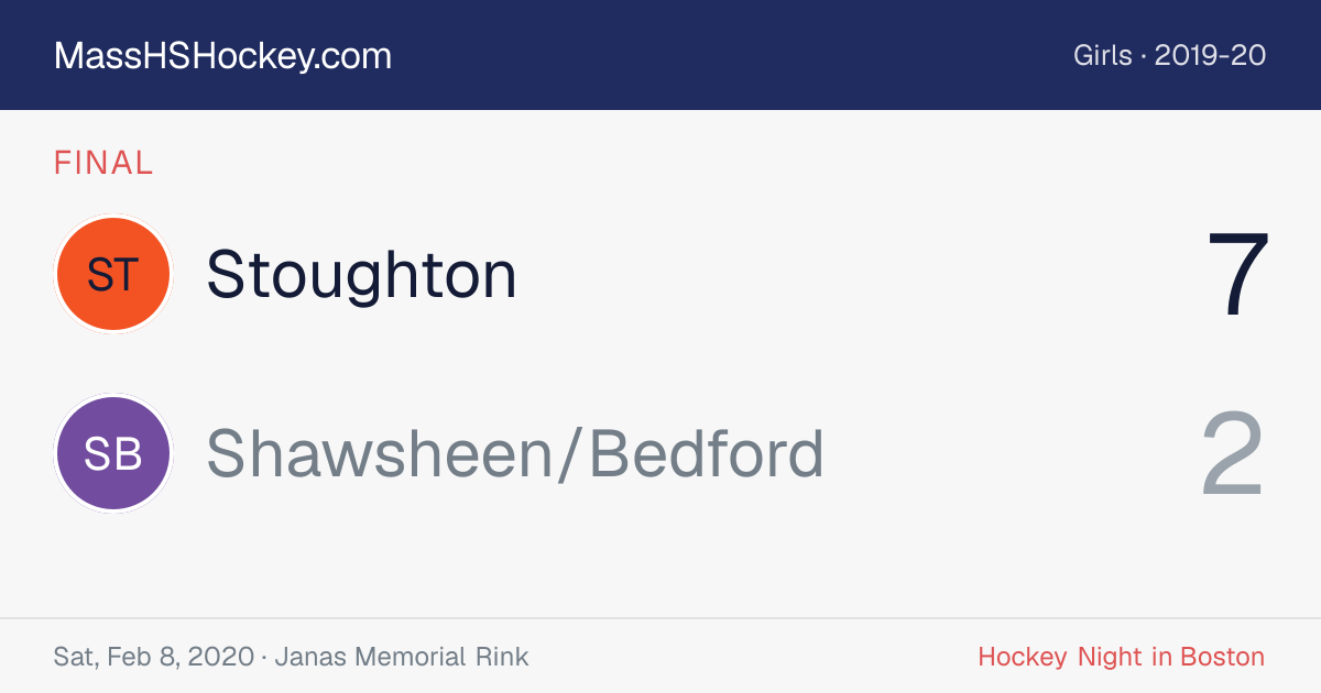 Stoughton at Shawsheen/Bedford score card