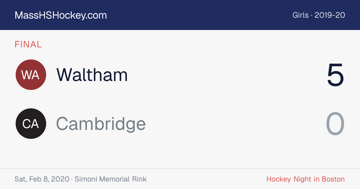 Waltham at Cambridge score card