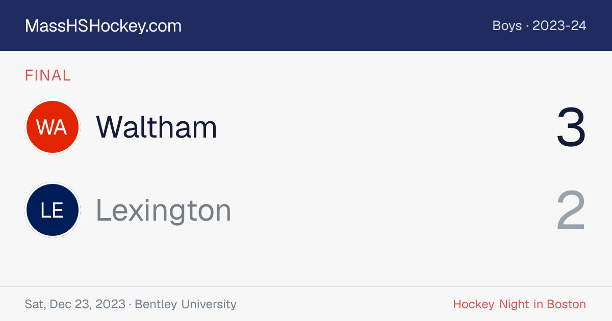 Waltham at Lexington score card