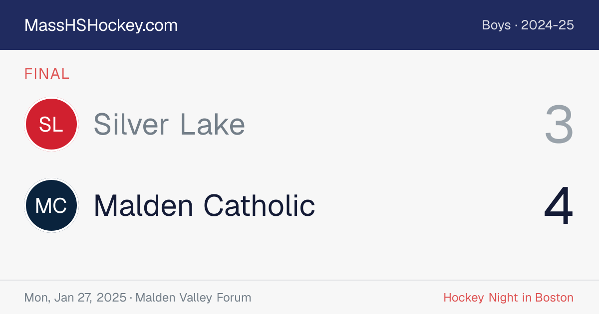 Silver Lake at Malden Catholic score card