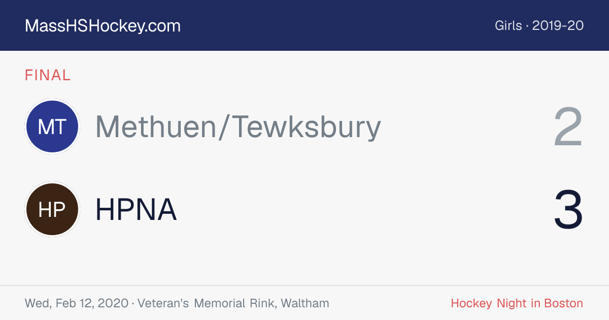 Methuen/Tewksbury at HPNA score card