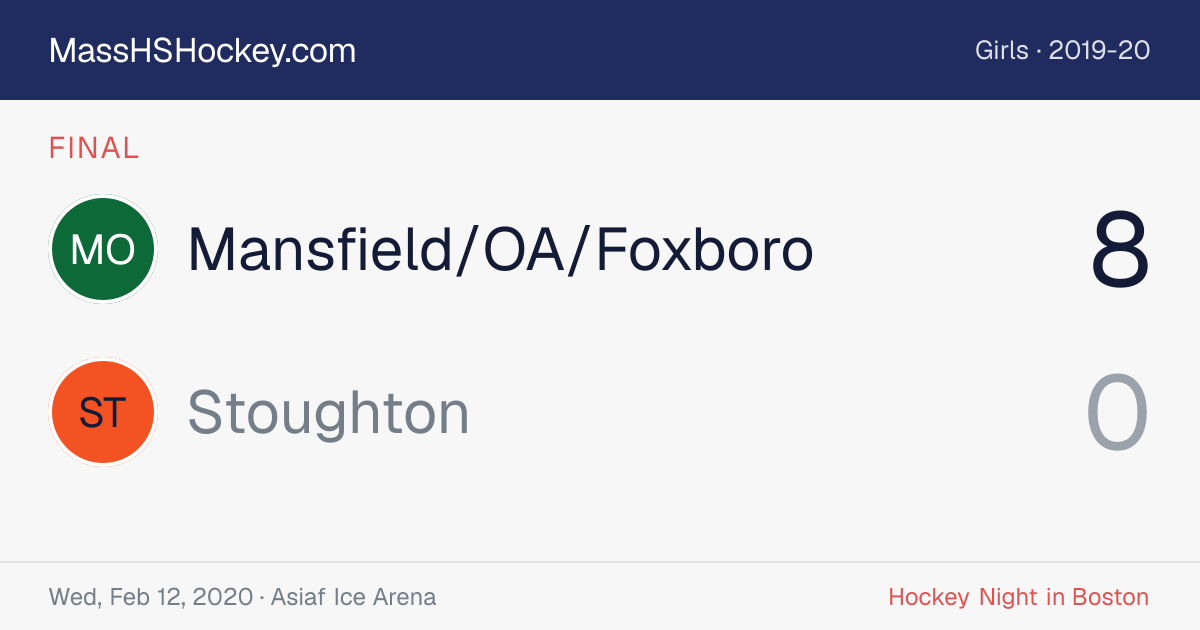 Mansfield/OA/Foxboro at Stoughton score card