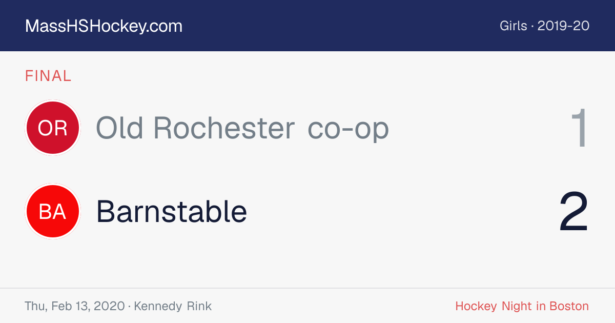 Old Rochester co-op at Barnstable score card