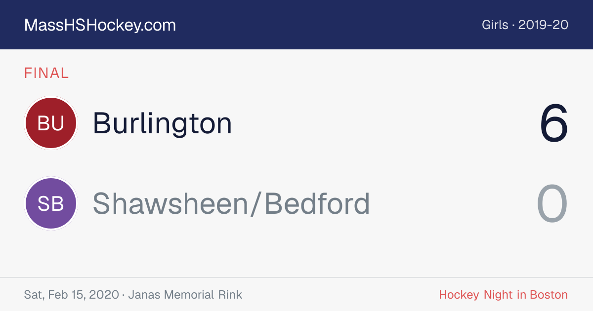 Burlington at Shawsheen/Bedford score card