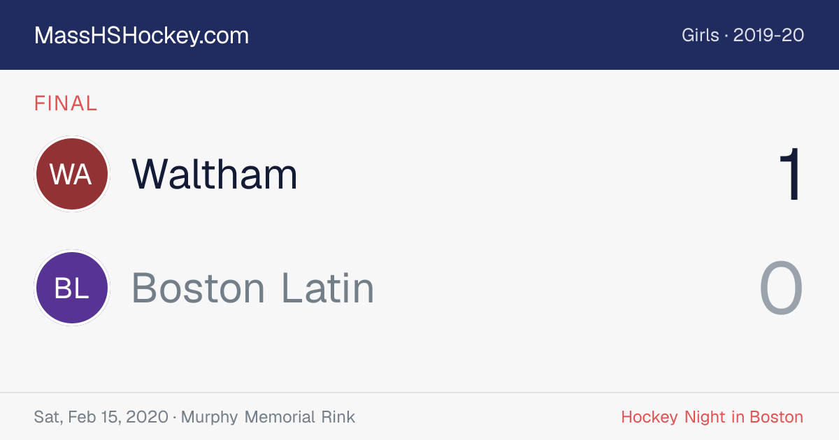 Waltham at Boston Latin score card