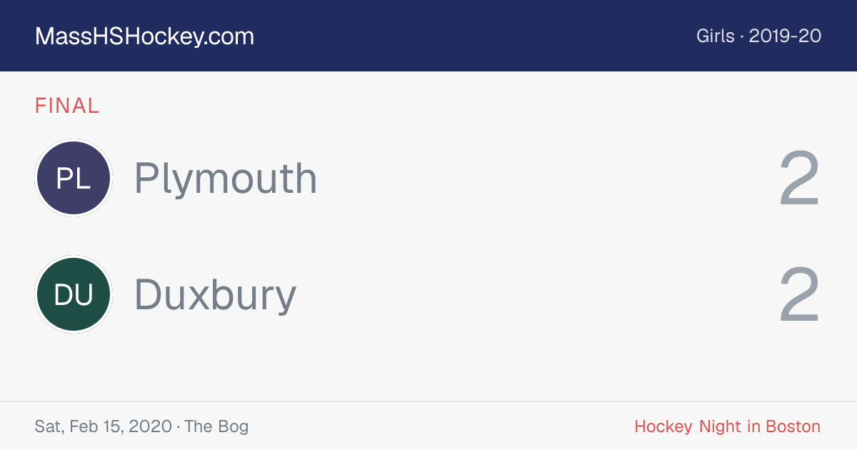 Plymouth at Duxbury score card