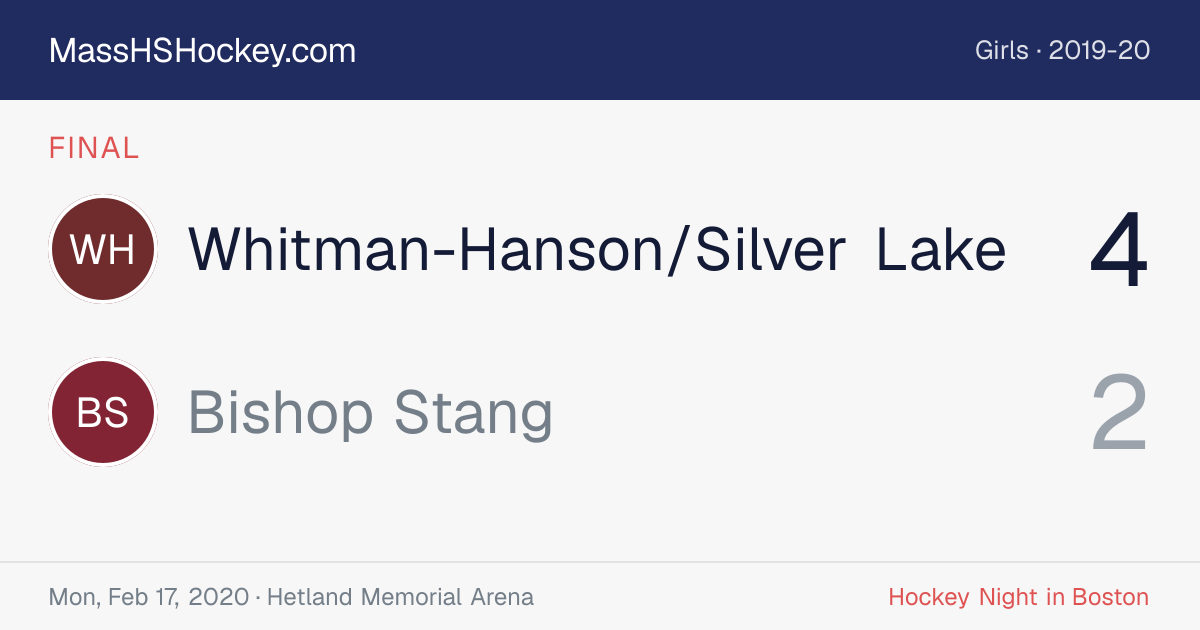 Whitman-Hanson/Silver Lake at Bishop Stang score card