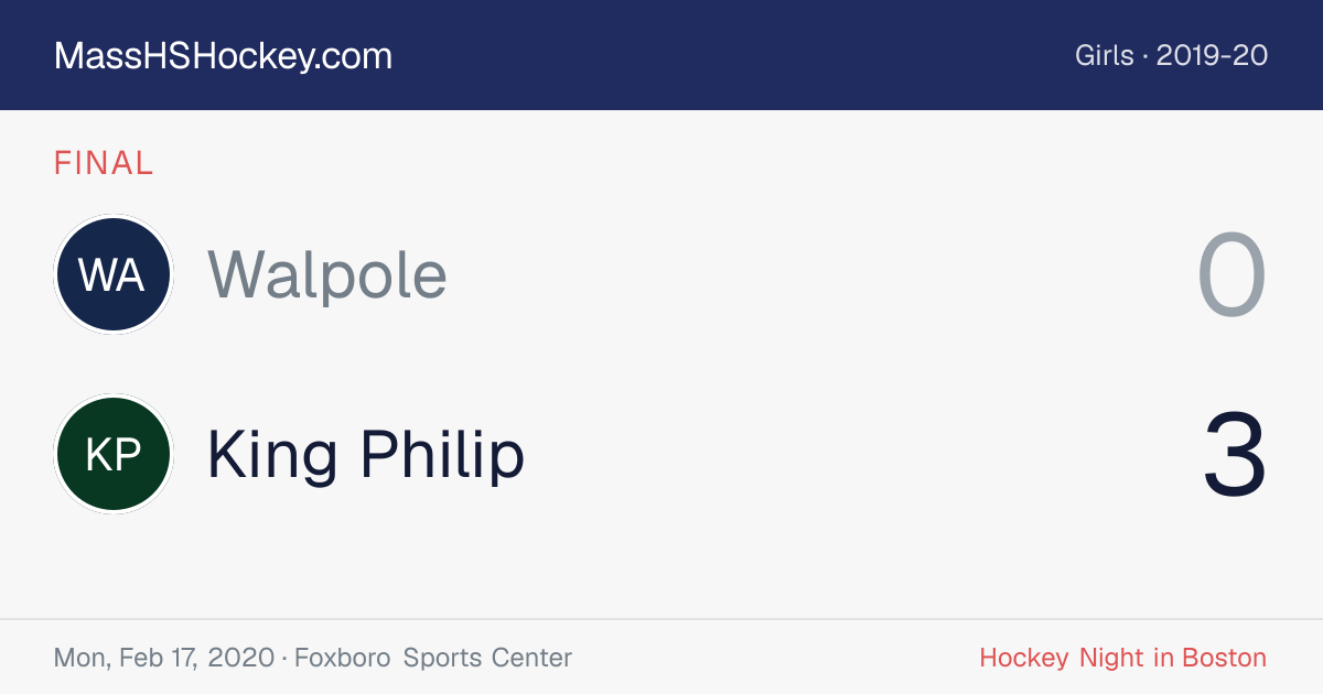 Walpole at King Philip score card
