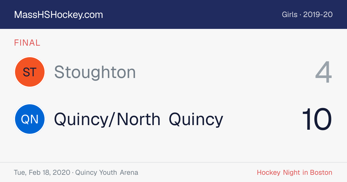 Stoughton at Quincy/North Quincy score card