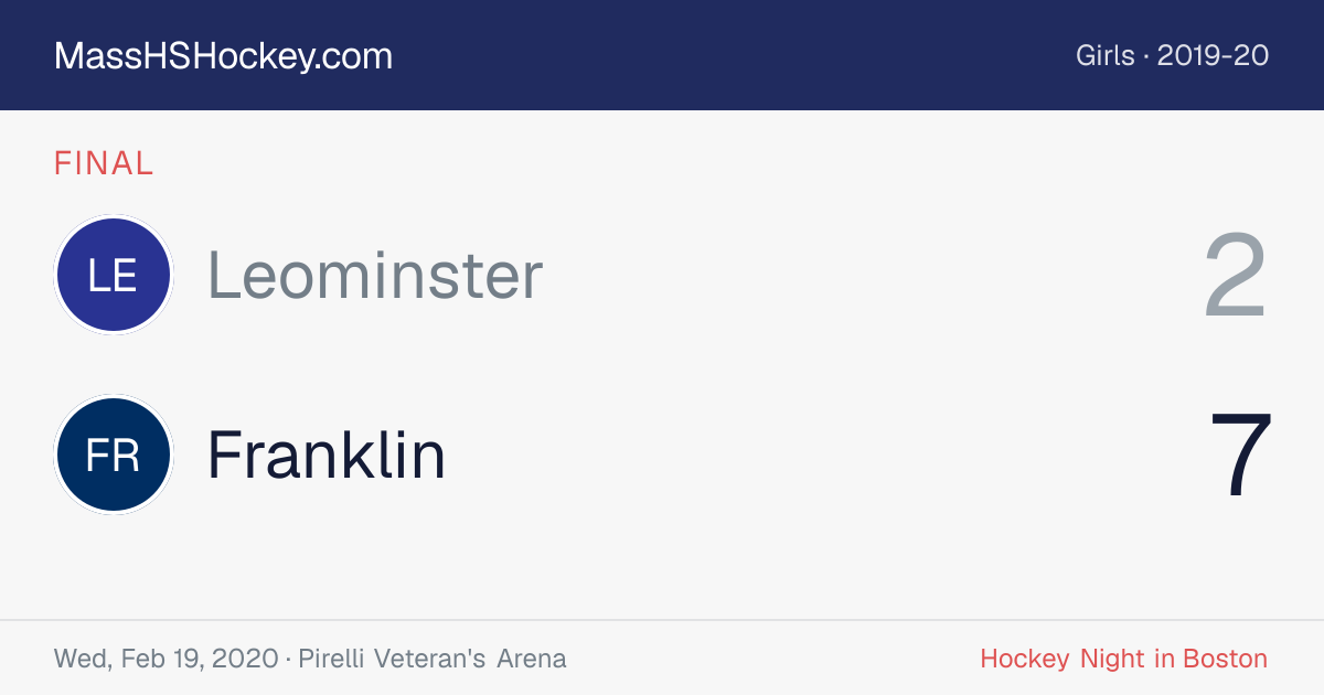 Leominster at Franklin score card