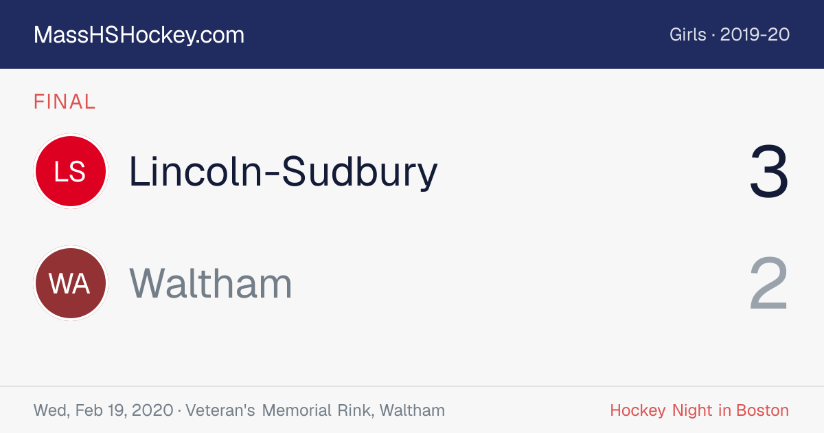 Lincoln-Sudbury at Waltham score card
