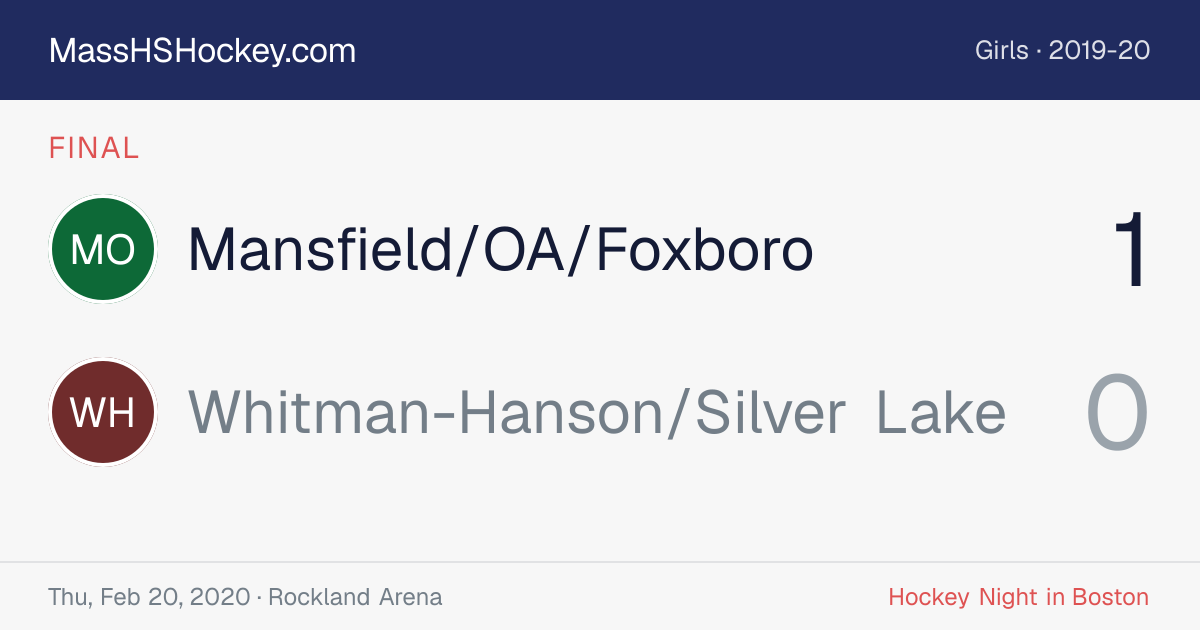 Mansfield/OA/Foxboro at Whitman-Hanson/Silver Lake score card