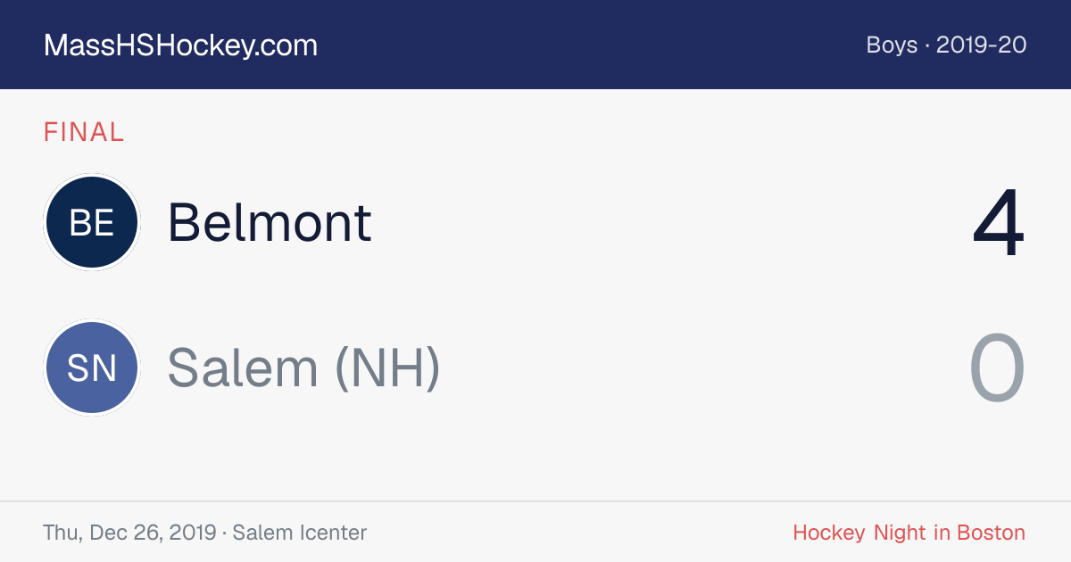 Belmont at Salem (NH) score card