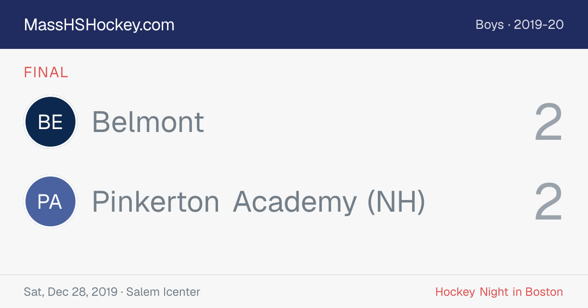 Belmont at Pinkerton Academy (NH) score card