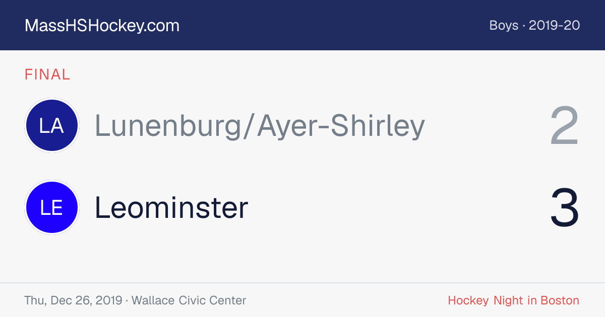 Lunenburg/Ayer-Shirley at Leominster score card