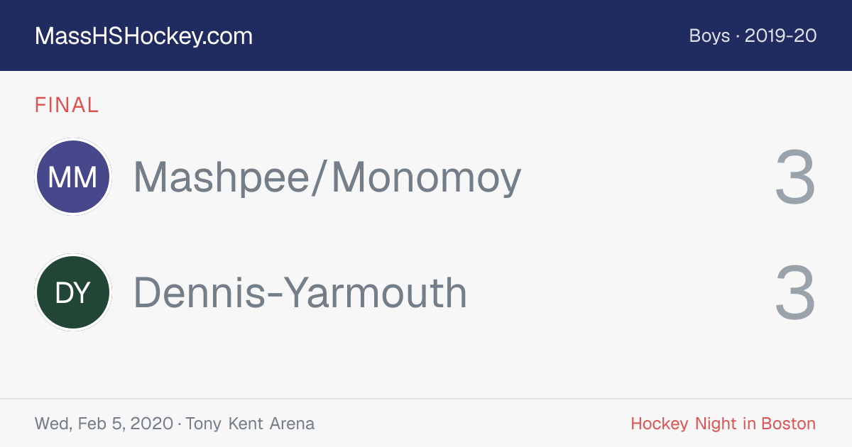 Mashpee/Monomoy at Dennis-Yarmouth score card
