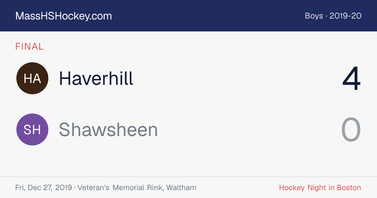Haverhill at Shawsheen score card