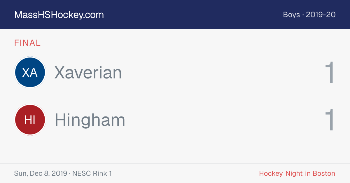Xaverian at Hingham score card