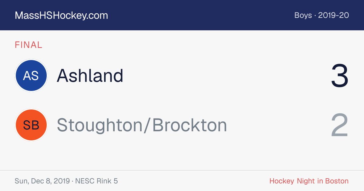 Ashland at Stoughton/Brockton score card