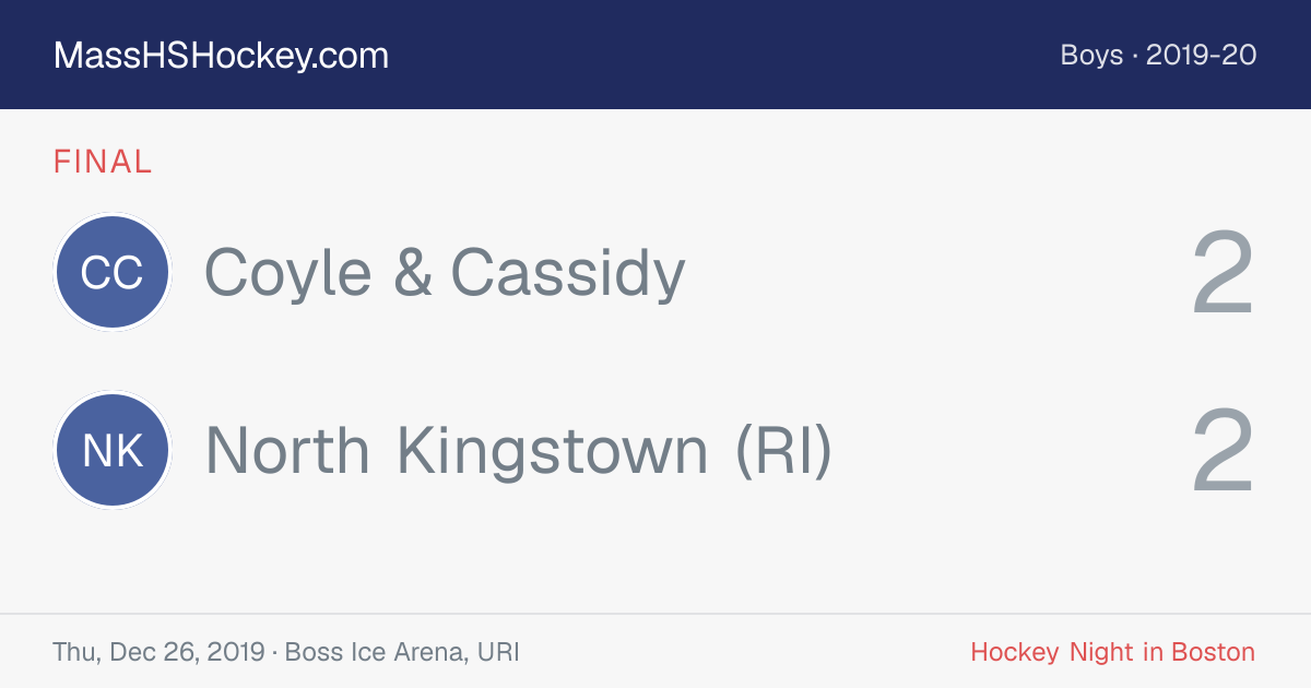 Coyle & Cassidy at North Kingstown (RI) score card
