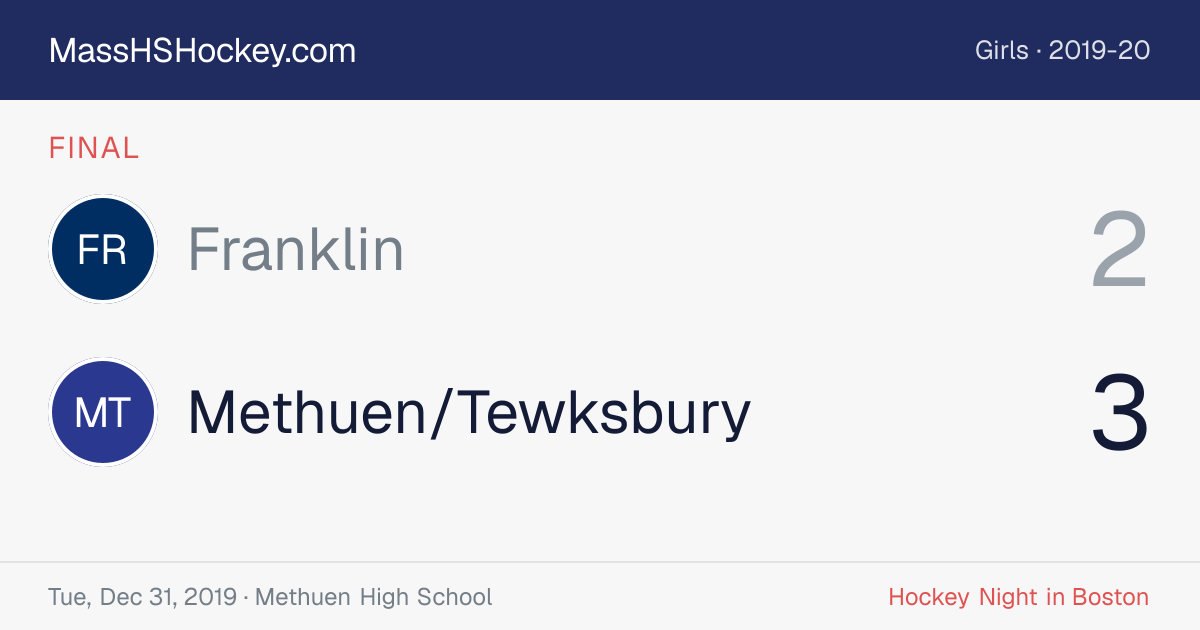 Franklin at Methuen/Tewksbury score card