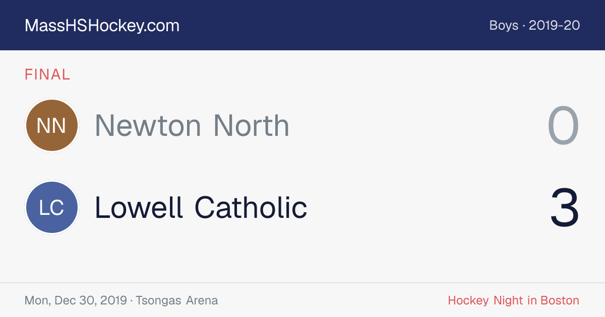Newton North at Lowell Catholic score card