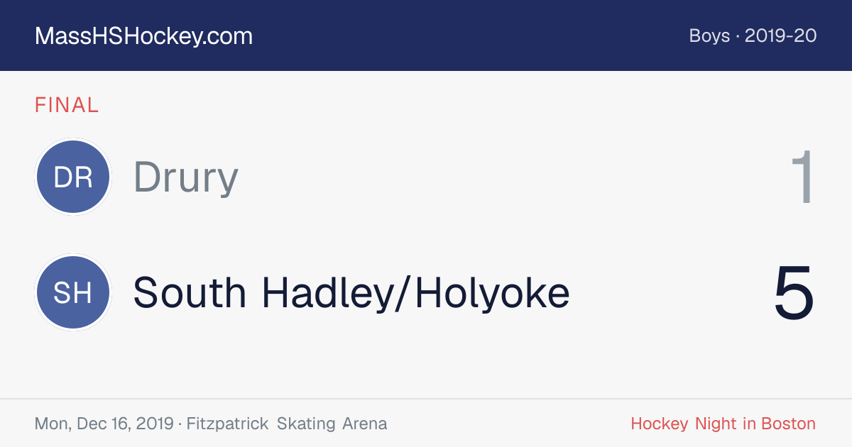 Drury at South Hadley/Holyoke score card