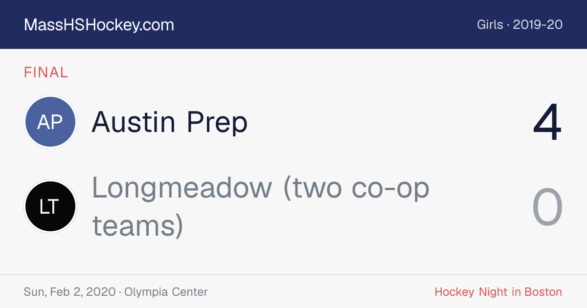 Austin Prep at Longmeadow (two co-op teams) score card