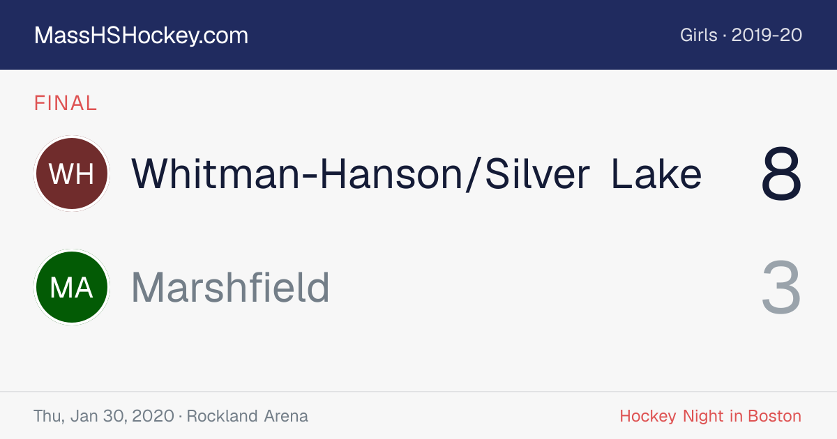 Whitman-Hanson/Silver Lake at Marshfield score card