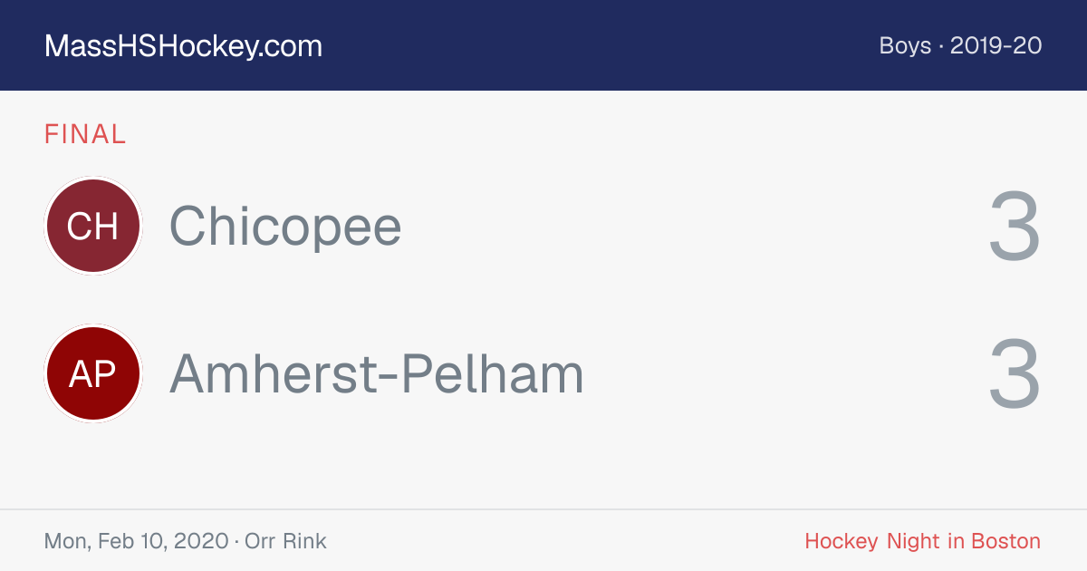 Chicopee at Amherst-Pelham score card