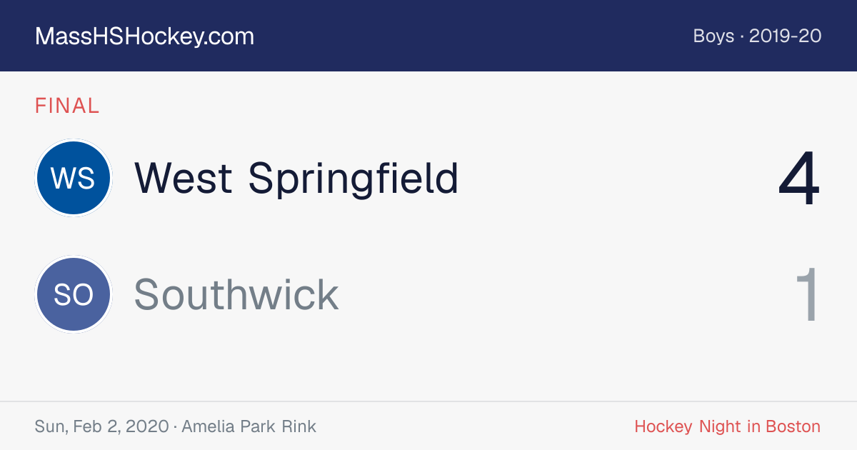 West Springfield at Southwick score card