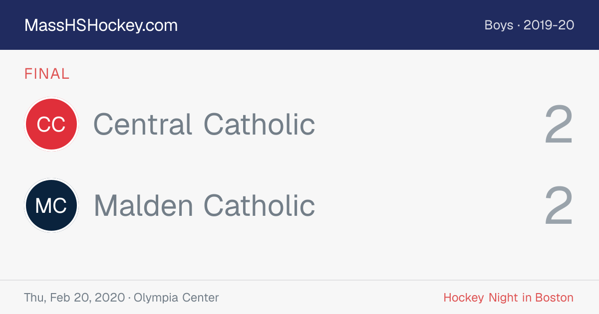 Central Catholic at Malden Catholic score card