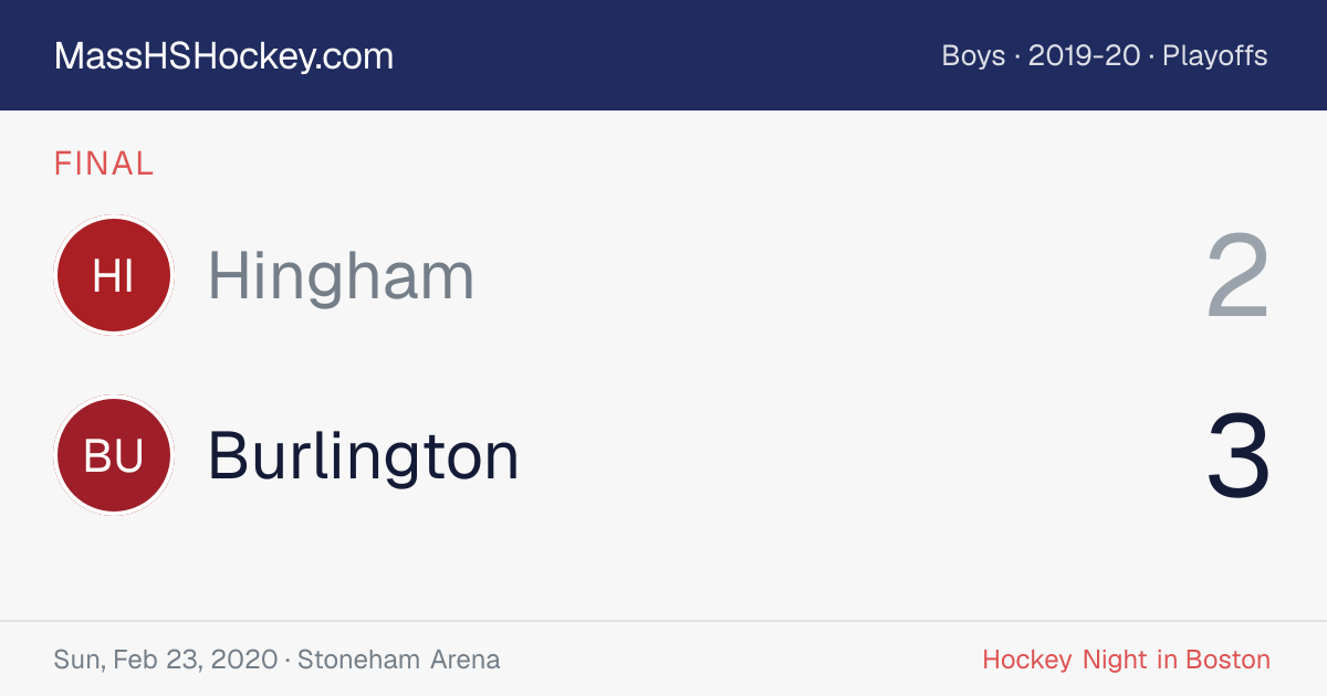 Hingham at Burlington score card