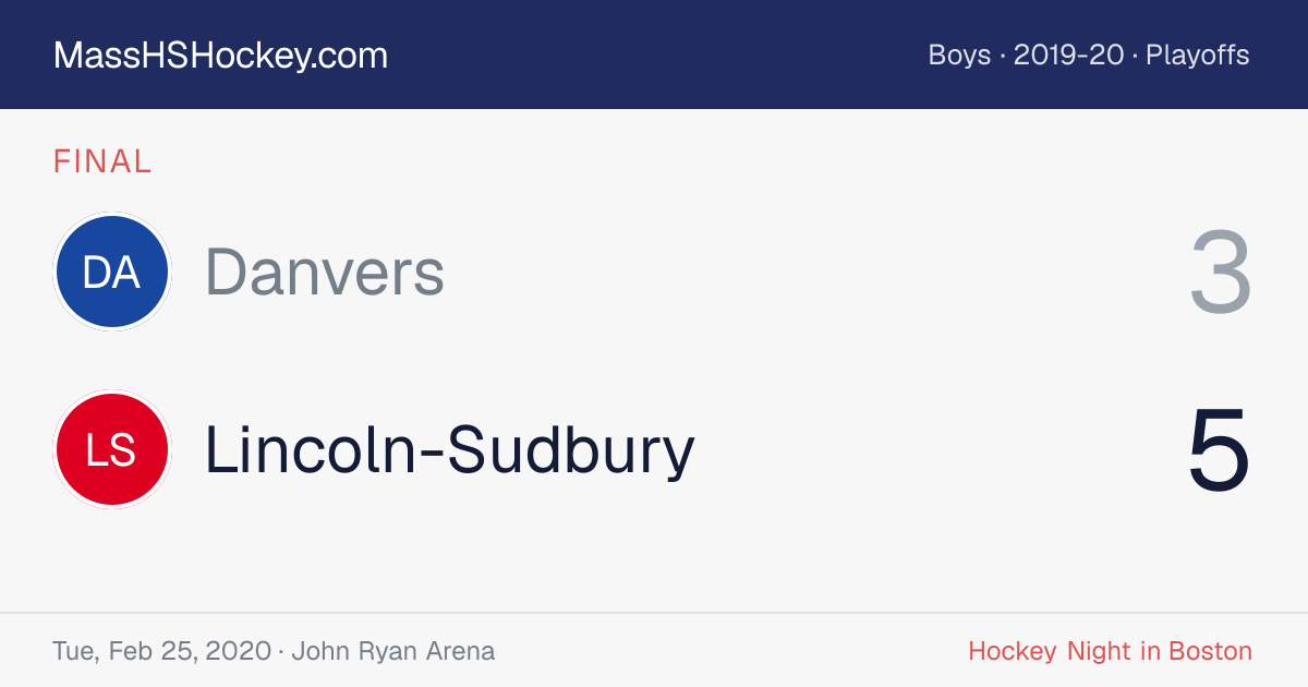 Danvers at Lincoln-Sudbury score card