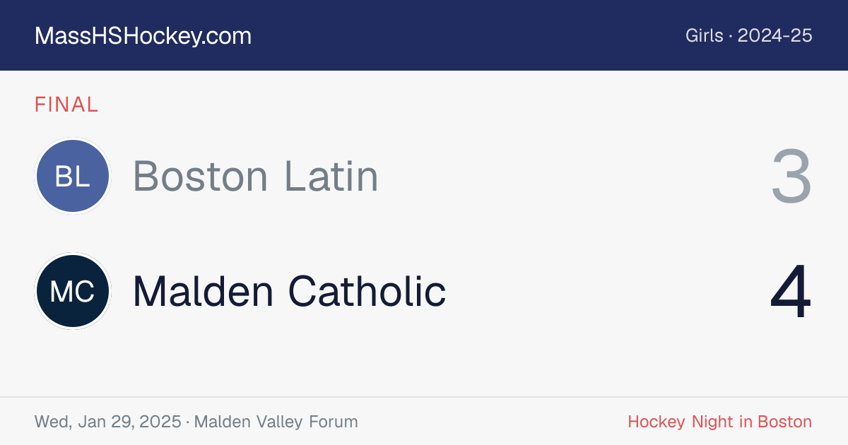Boston Latin at Malden Catholic score card