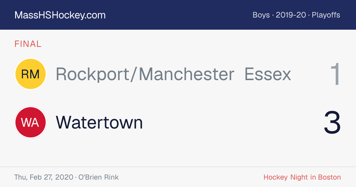 Rockport/Manchester Essex at Watertown score card