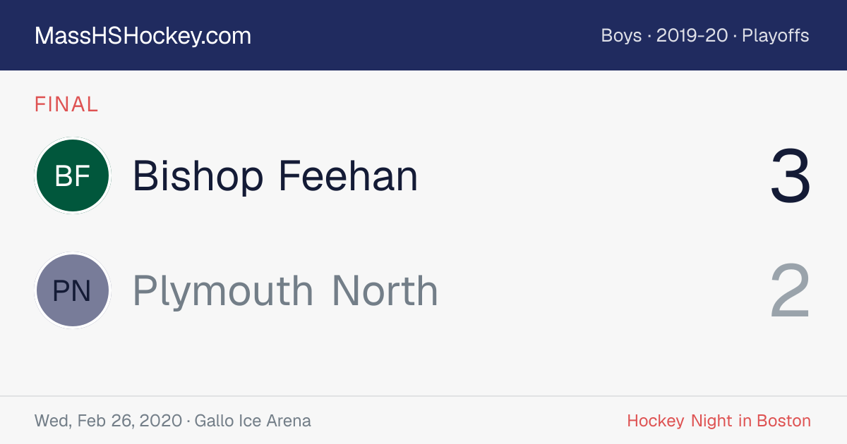 Bishop Feehan at Plymouth North score card