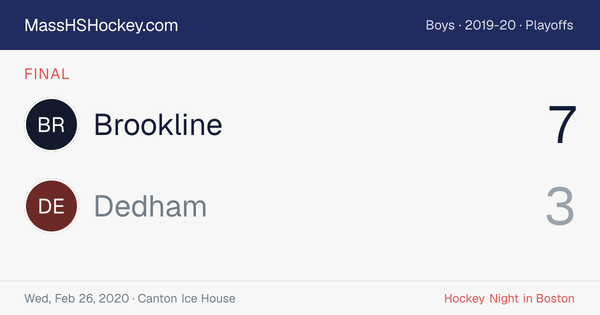 Brookline at Dedham score card