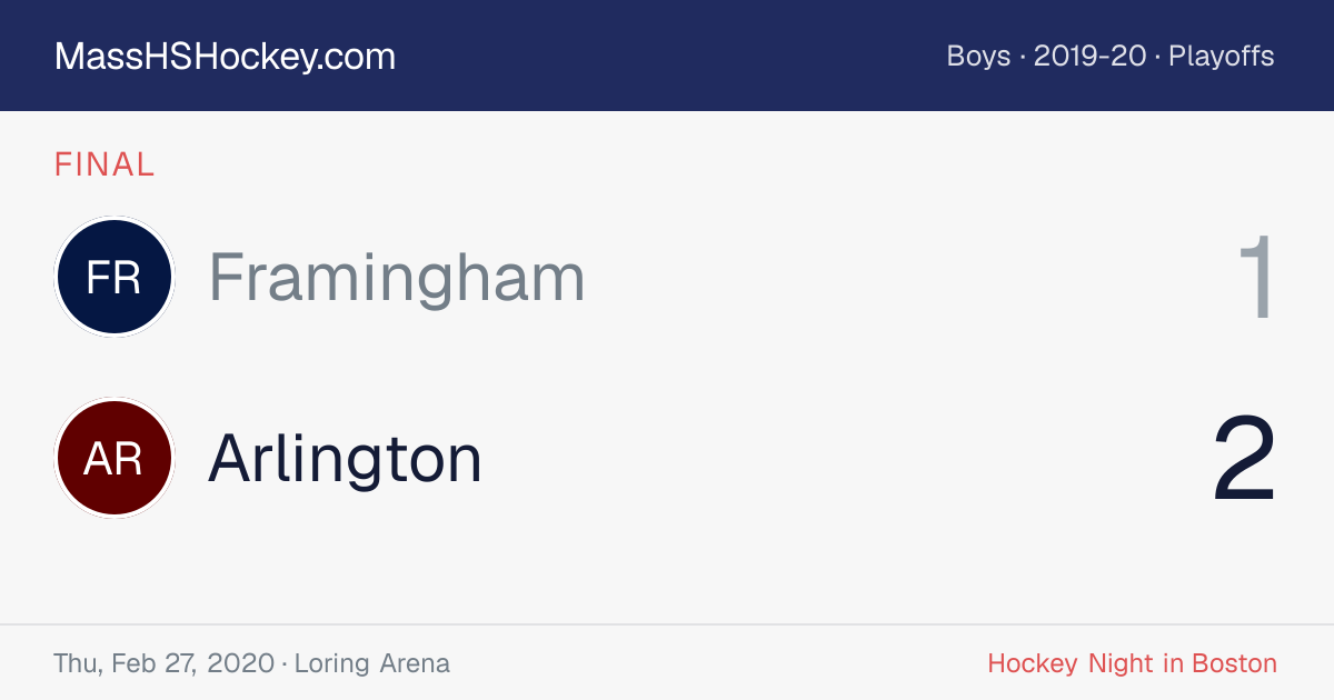 Framingham at Arlington score card