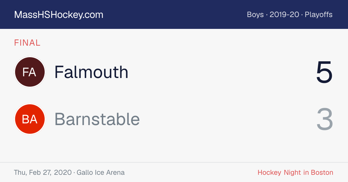 Falmouth at Barnstable score card