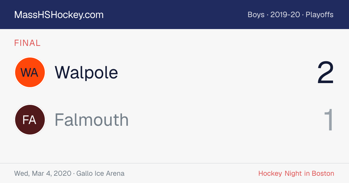 Walpole at Falmouth score card