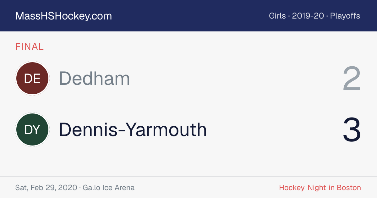Dedham at Dennis-Yarmouth score card
