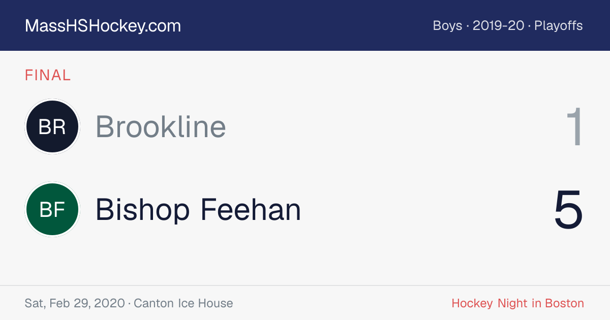 Brookline at Bishop Feehan score card