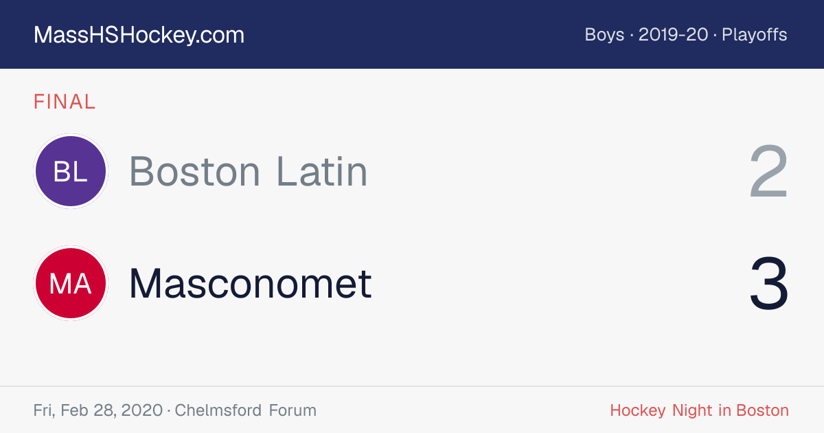 Boston Latin at Masconomet score card
