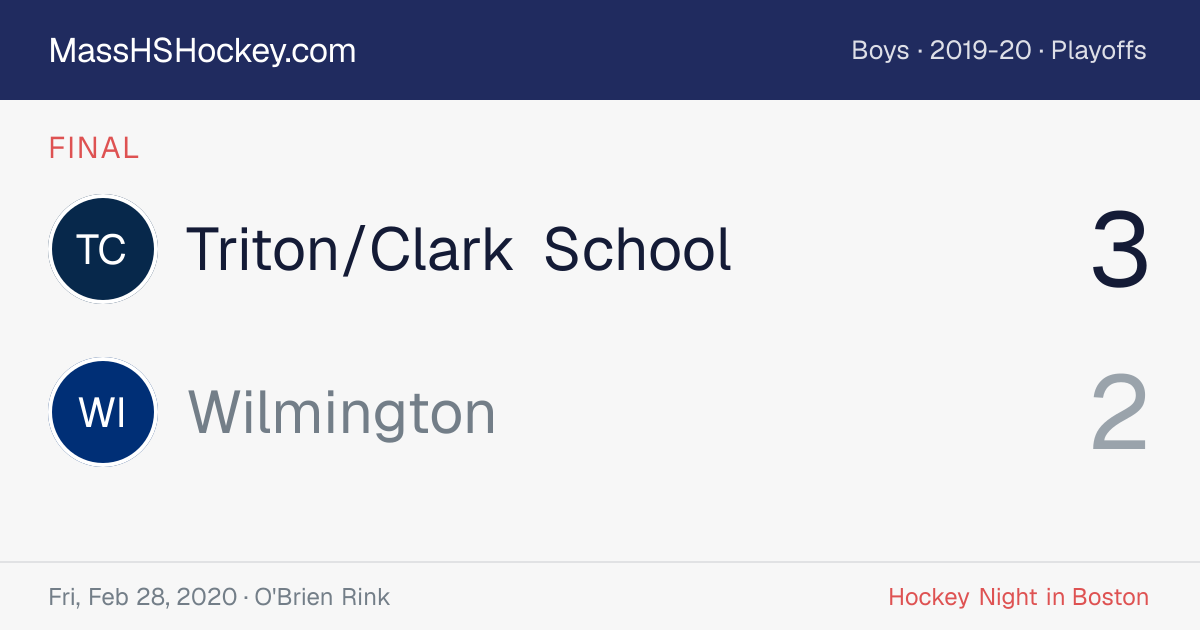Triton/Clark School at Wilmington score card