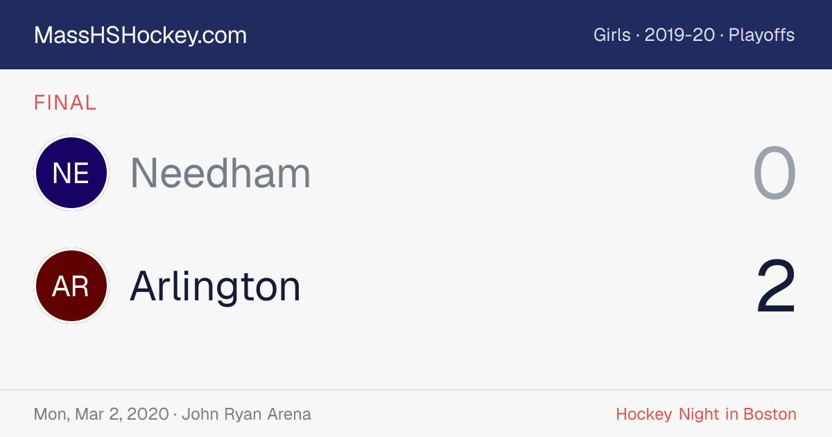 Needham at Arlington score card