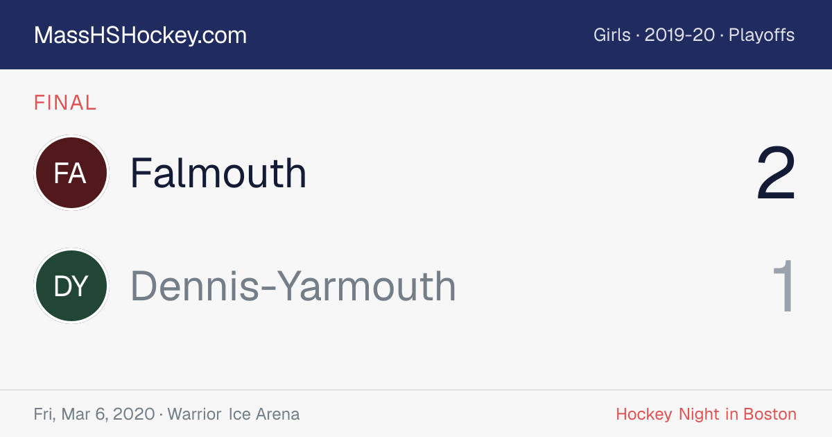 Falmouth at Dennis-Yarmouth score card