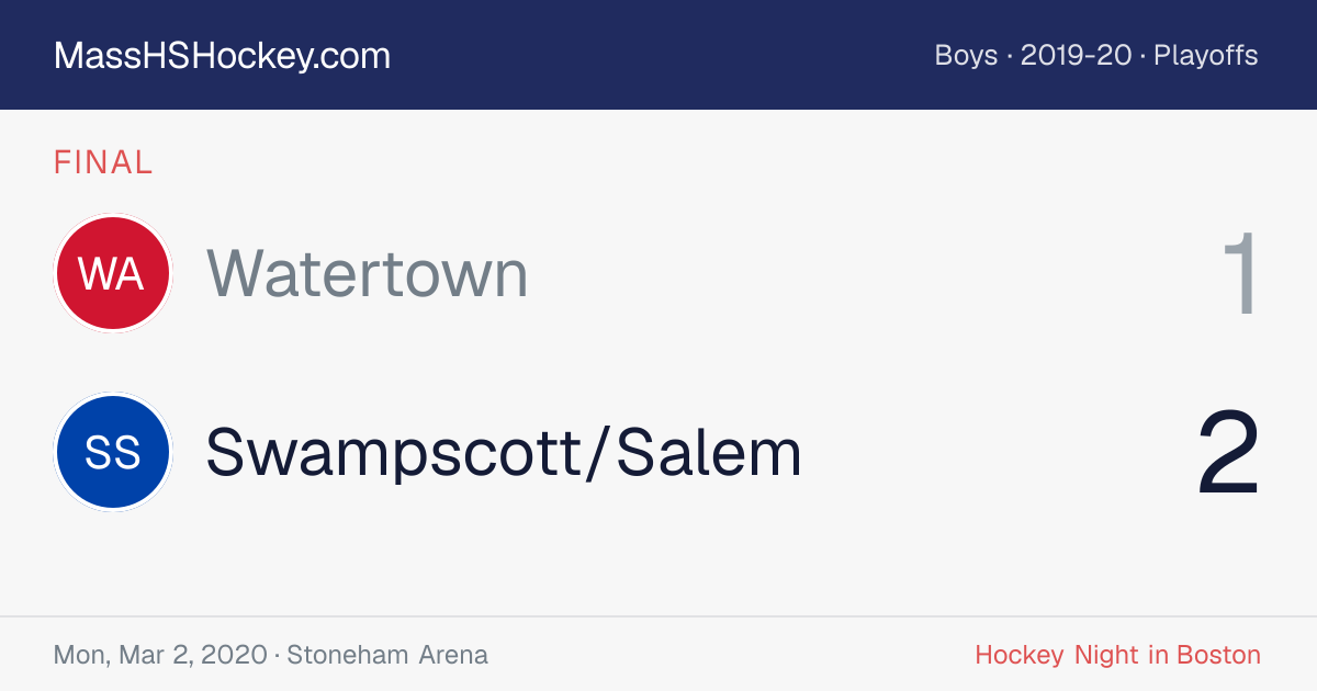 Watertown at Swampscott/Salem score card